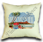 United Airlines Hawaii Bag Sticker Linen Pillow Case Cover