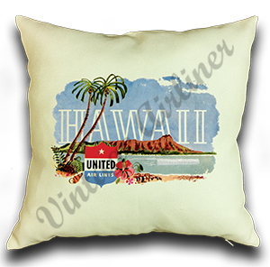 United Airlines Hawaii Bag Sticker Linen Pillow Case Cover