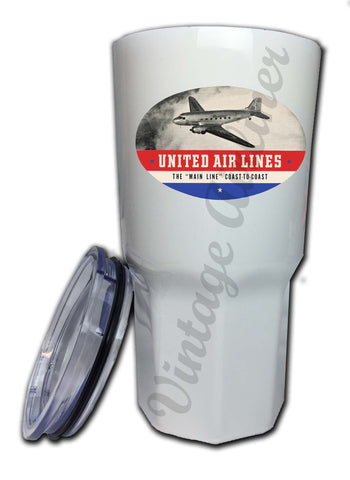 United Airlines 1940's Bag Sticker Tumbler