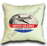 United Airlines 1940's Bag Sticker Linen Pillow Case Cover