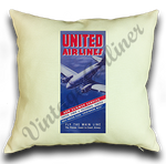 United Airlines 1940's Timetable Cover Linen Pillow Case Cover
