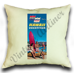 United Airlines Hawaii Vacations Brochure Cover Linen Pillow Case Cover
