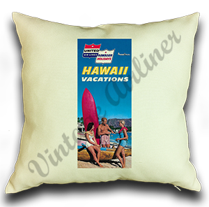 United Airlines Hawaii Vacations Brochure Cover Linen Pillow Case Cover