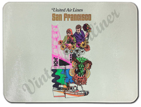 United Airlines San Francisco Glass Cutting Board