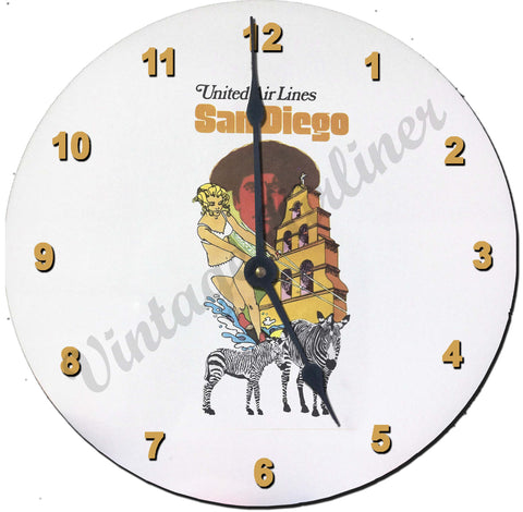 United Airlines San Diego Wall Clock