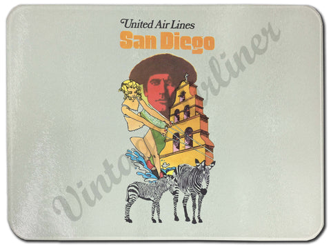 United Airlines San Diego Glass Cutting Board