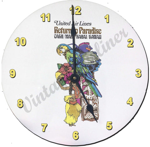 United Airlines Return To Paradise Wall Clock