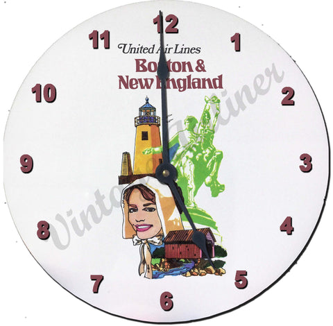 United Airlines Boston & New England Wall Clock
