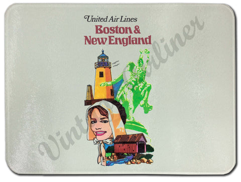United Airlines Boston & New England Glass Cutting Board
