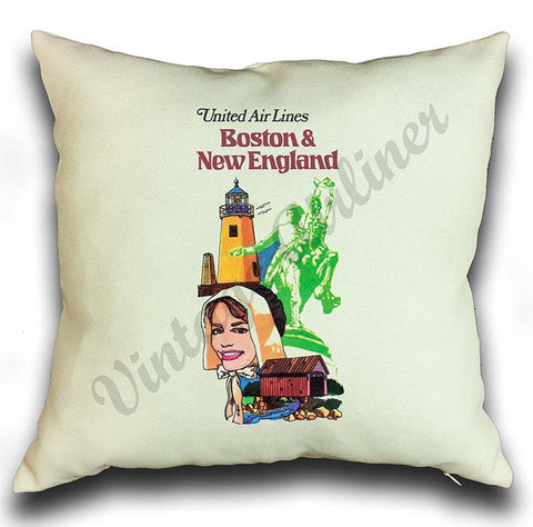 United Airlines Boston & New England Pillow Case Cover