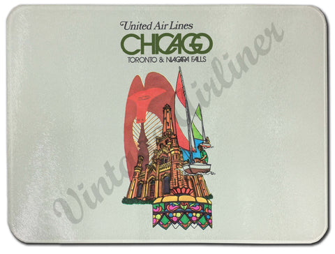 United Airlines Chicago, Toronto & Niagra Falls Glass Cutting Board