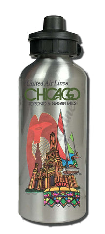 United Airlines Chicago, Toronto & Niagra Falls Aluminum Water Bottle