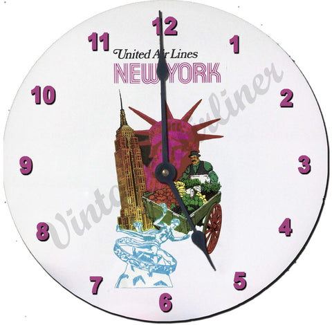 United Airlines New York Wall Clock