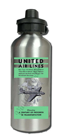 United Airlines "Three-Mile-A-Minute" Aluminum Water Bottle