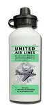 United Airlines "Three-Mile-A-Minute" Aluminum Water Bottle