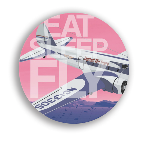 United B 247D Eat Sleep Fly Round Coaster