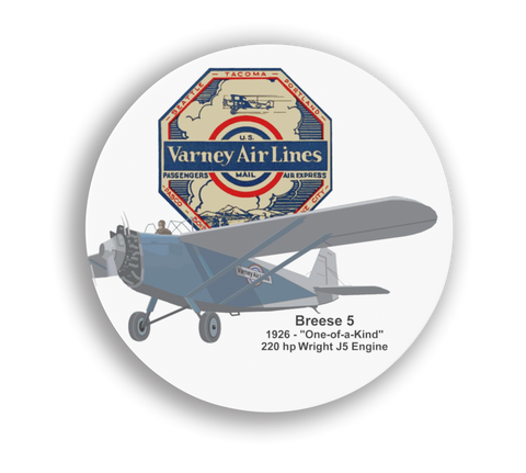 Varney Air Lines Breese 5 Round Coaster