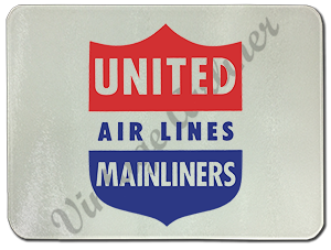 United Airlines 1940's Mainliners Bag Sticker Glass Cutting Board