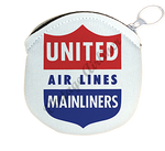 United Airlines 1940's Mainliner Bag Sticker Round Coin Purse