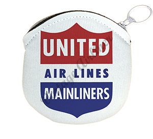 United Airlines 1940's Mainliner Bag Sticker Round Coin Purse