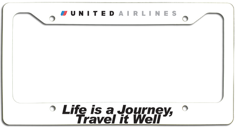 United Airlines - Life is a Journey, Travel it Well - License Plate Frame - Tulip Logo