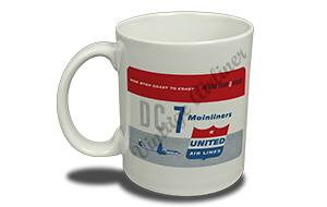 United Airlines 1950's DC-7 Mainliner Bag Sticker  Coffee Mug