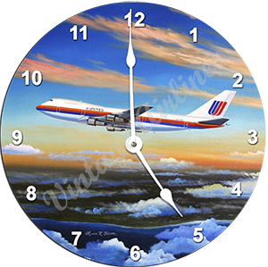 United Airlines 747 Wall Clock