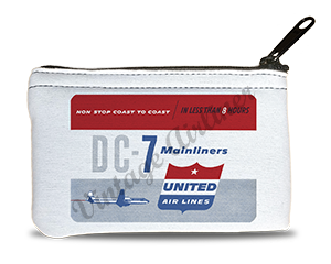 United Airlines 1950's DC-7 Mainliner Bag Sticker Rectangular Coin Purse