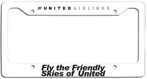 United Airlines - Fly the Friendly Skies of United - License Plate Frame - Tulip Logo