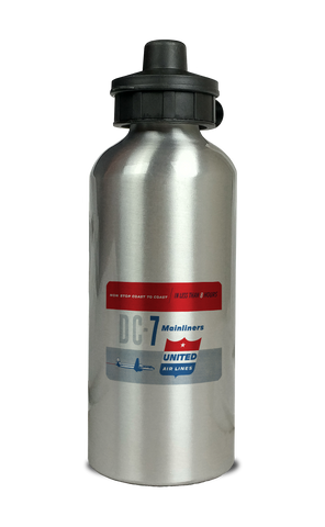 United Airlines 1950's DC-7 Mainliner Cover Aluminum Water Bottle