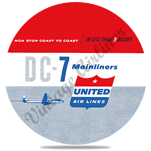 United Airlines 1950's DC-7 Mainliner Cover Round Coaster