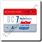 United Airlines 1950's DC-7 Mainliner Cover Square Coaster