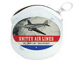 United Airlines 1940's Bag Sticker Round Coin Purse
