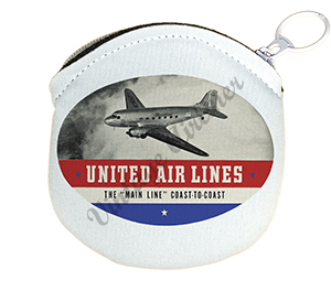 United Airlines 1940's Bag Sticker Round Coin Purse