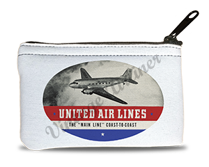 United Airlines 1940's Bag Sticker Rectangular Coin Purse