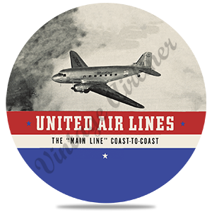 United Airlines 1940's Round Coaster
