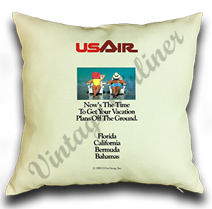US Air 1980's Vintage Timetable Cover Linen Pillow Case Cover