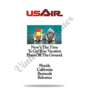 US Air 1980's Timetable Cover Round Coaster