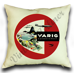 Varig Airlines Vintage Bag Sticker Linen Pillow Case Cover