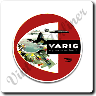 Varig Airlines Vintage Square Coaster