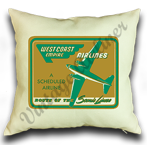 West Coast Empire Airlines Bag Sticker Linen Pillow Case Cover