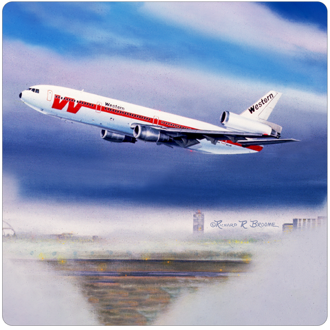 Western Airlines DC10 Square Coaster by Rick Broome