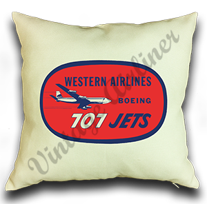 Western Airlines 707 Vintage Bag Sticker Linen Pillow Case Cover