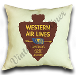Western Airlines Vintage Oldest Airline Bag Sticker Linen Pillow Case Cover