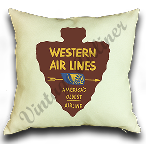 Western Airlines Vintage Oldest Airline Bag Sticker Linen Pillow Case Cover