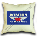 Western Airlines 1950's Logo Linen Pillow Case Cover