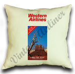 Western Airlines 1980's Timetable Cover Linen Pillow Case Cover