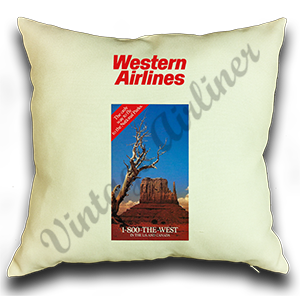 Western Airlines 1980's Timetable Cover Linen Pillow Case Cover