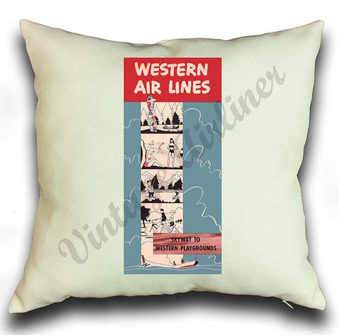 Western Airlines Skyway To Western Playgrounds Pillow Case Cover