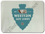 Western Airlines 1940's Vintage Bag Sticker Glass Cutting Board